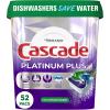 imageCascade Platinum Dishwasher Pods ActionPacs Dishwasher Detergent with Dishwasher Cleaner Action Lemon Platinum Plus 70 Count52 Count Pack of 1
