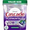 imageCascade Platinum Dishwasher Pods ActionPacs Dishwasher Detergent with Dishwasher Cleaner Action Lemon Platinum Plus 70 Count62 Count Pack of 1