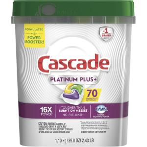 imageCascade Platinum Dishwasher Pods ActionPacs Dishwasher Detergent with Dishwasher Cleaner Action Lemon Platinum Plus 70 Count70 Count Pack of 1