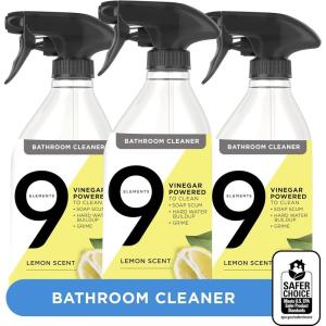 image9 Elements Bathroom Cleaner Lemon Multi Surface Shower Tub ampamp Tile Cleaning Vinegar Spray 18 oz Bottles Pack of 3Bathroom Cleaner
