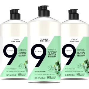 image9 Elements Dishwashing Liquid Dish Soap Eucalyptus Scent Cleaner 16 oz Bottles Pack of 348 Fl Oz Pack of 1