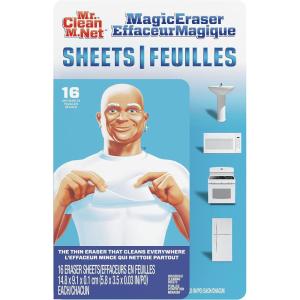 imageMr Clean Magic Eraser Sheets Cleaning Wipes for Hard to Reach Spaces 16 Count Pack of 3Older Version