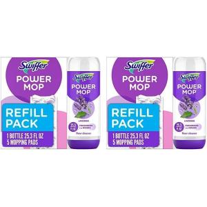imageSwiffer Power Mop Refill Pack Floor Cleaner for Mopping Tile Vinyl Laminate Wood in Home Bathroom Kitchen All Purpose MultiSurface Cleaning 5 Pads  1 Lavender Solution254 Fl Oz Pack of 2