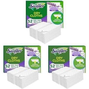 imageSwiffer Sweep  Mop Dry Pads Refill Floor Cleaner for Dirt Dust Hair Cleaning Cloths for Mopping Home Bathroom Kitchen Dust Mop Floor Duster Lavender 52ct52 Count Pack of 3