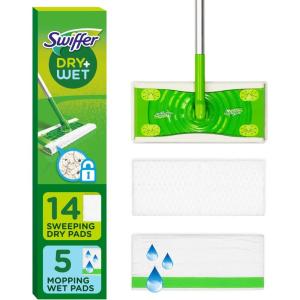 imageSwiffer Sweeper 2in1 Dry  Wet Floor Mopping and Sweeping Kit MultiSurface Kit for Floor Cleaning Kit Includes 1 Sweeper 14 Dry Sweeping Cloths 5 Wet Mopping Cloths20 Piece Set