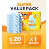 imageHeavy Duty Duster Refills for Swiffer Duster 20 Count Duster Refills with 1 Handle Multisurface 360 Dusters with 4X Microfibers Unscented Disposable Dusters for Cleaning BlueBlue