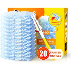 imageHeavy Duty Duster Refills for Swiffer Duster 20 Count Duster Refills with 1 Handle Multisurface 360 Dusters with 4X Microfibers Unscented Disposable Dusters for Cleaning BlueBlue