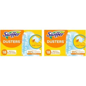 imageSwiffer Dusters Refill for Cleaning Made by SWIFFER Feather ampamp Microfiber Duster Disposable Alternative for Dusting Furniture Blinds Ceiling Fans Walls Helps Remove Allergens Unscented 18ct18 Count Pack of 2