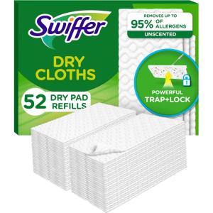 imageSwiffer Sweep  Mop Dry Pads Refill Floor Cleaner for Dirt Dust Hair Cleaning Cloths for Mopping Home Bathroom Kitchen Dust Mop Floor Duster Unscented 52ct