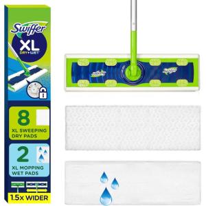 imageSwiffer Sweep  Mop XL Broom ampamp Mop Alternative Floor Cleaner for Dirt Dust Hair All Purpose Cleaning Tool for Home Bathroom Kitchen Set Includes 1 XL Sweeper 8 XL Dry Pads 2 XL Wet Pads FreshXL Starter Kit New