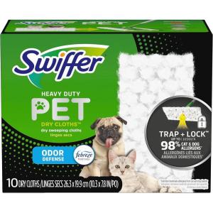 imageSwiffer Sweeper Pet Heavy Duty Dry MultiSurface Cloth Refills for Floor Sweeping and Cleaning Febreze Freshness 10 Count
