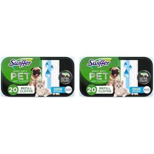 imageSwiffer Sweeper Pet Heavy Duty MultiSurface Wet Cloth Refills for Floor Mopping and Cleaning Fresh scent 20 count Pack of 2