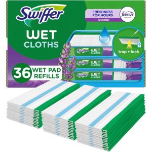 imageSwiffer Sweeper Wet Mopping Cloth Multi Surface Refills Mops for Floor Cleaning Febreze Lavender Scent 36 Count
