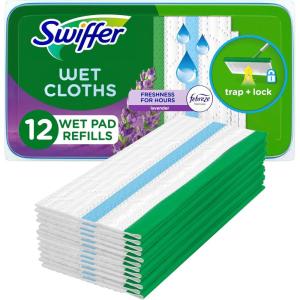 imageSwiffer Sweeper Wet Mopping Pad Refills for Floor Mop with Febreze Lavender Scent 12 Count Packaging May VaryLavender
