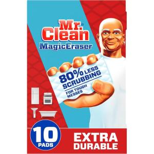 imageMr Clean Magic Eraser Extra Durable Multi Purpose Cleaner Shoe Bathroom Shower and Car Window and Windshield Cleaner Cleaning Pads 10 Count10 Count Pack of 4
