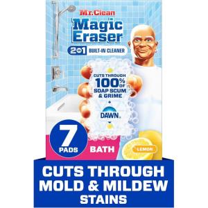 imageMr Clean Magic Eraser Sponge Bathroom Cleaner Soap Scum Shower ampamp Tub Cleaner 2 in 1 Bath 7ct