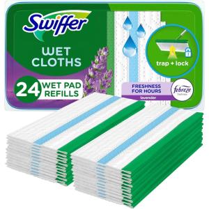 imageSwiffer Sweeper Wet Mopping Pad Refills for Floor Mop with Febreze Lavender Vanilla ampamp Comfort Scent 24 Count12 Count Pack of 1