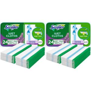 imageSwiffer Sweeper Wet Mopping Pad Refills for Floor Mop with Febreze Lavender Vanilla ampamp Comfort Scent 24 Count24 Count Pack of 2